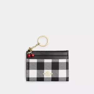 Mini Skinny ID Case With Gingham Print And Charm